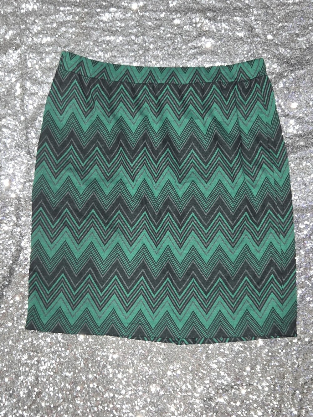 Cato Green and Black Chevron Pencil Skirt